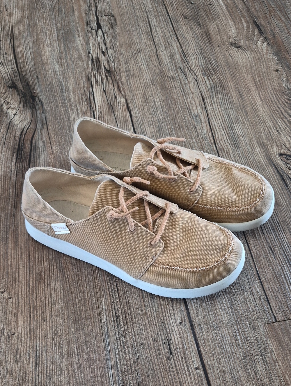 Chaco Canvas Lace-Up Sneakers in Tan with White Sole